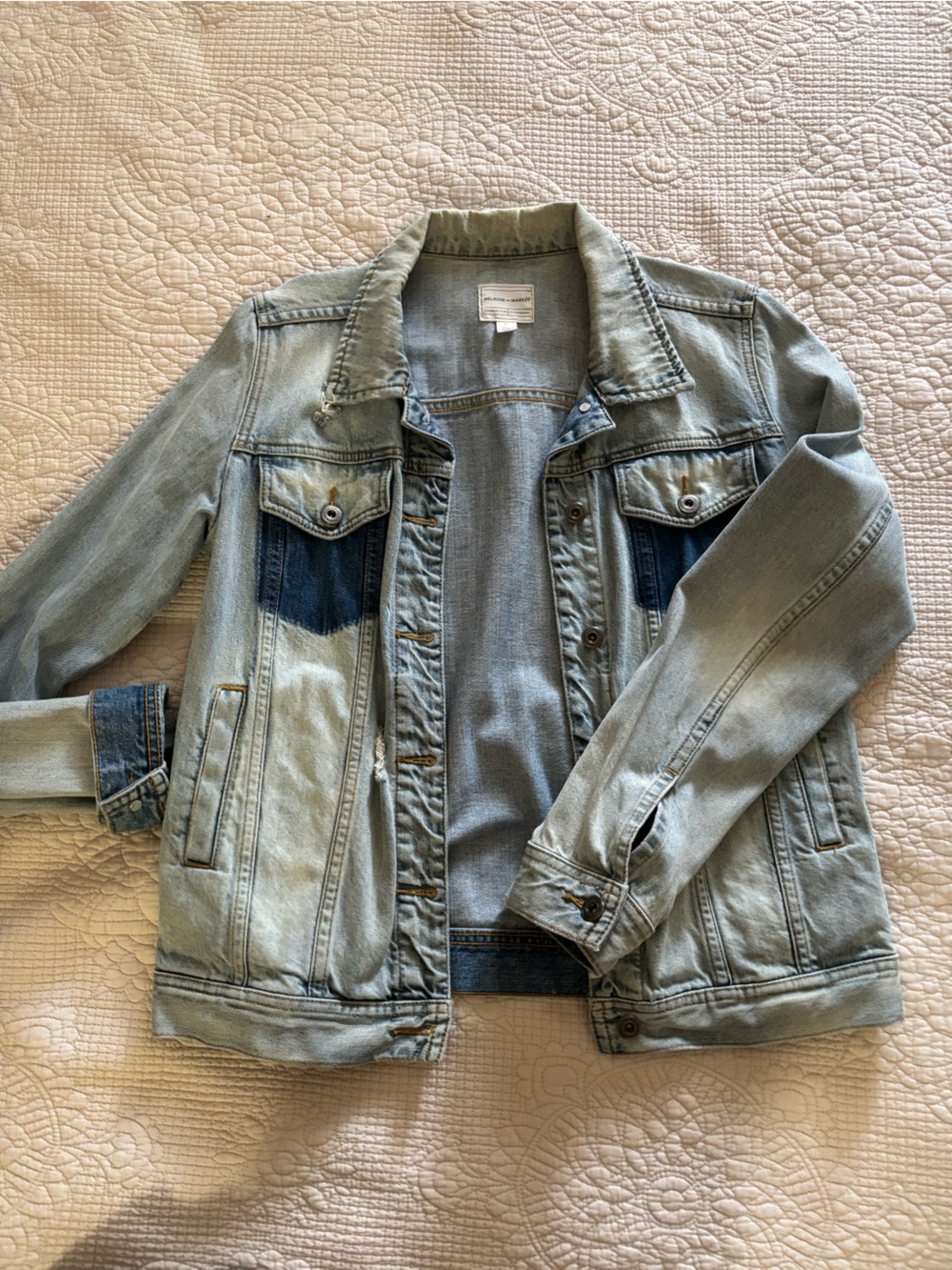 Melrose and Market Light Blue Denim Jean Jacket with Dark Blue Accents